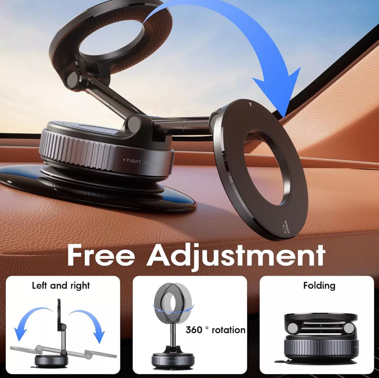 Strong Magnetic Phone Holder For Car 360° Rotation Foldable Phone Mount bracket