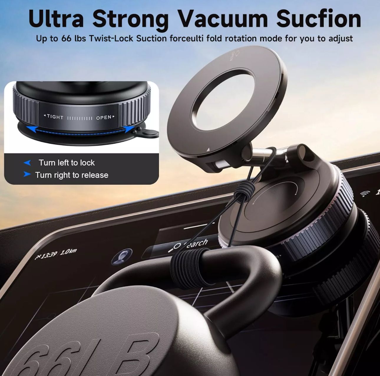 Strong Magnetic Phone Holder For Car 360° Rotation Foldable Phone Mount bracket