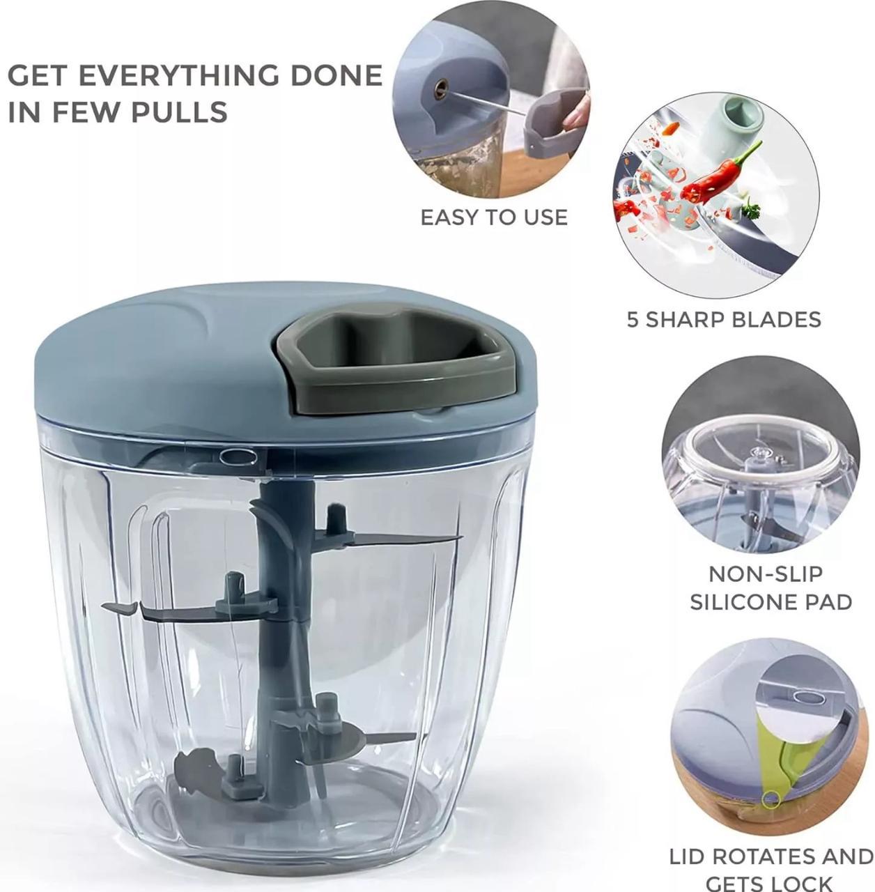 Pull Cord Pulling Food Chopper Manual Vegetable Slicer Hand Blender UK 900mL