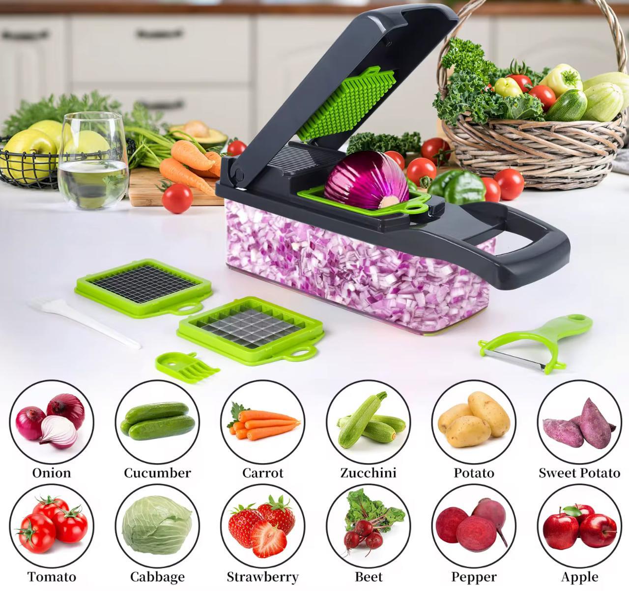 16 in 1 Vegetable Chopper Fruit Salad Mandolin Slicer Food Dicer Cutter Peeler