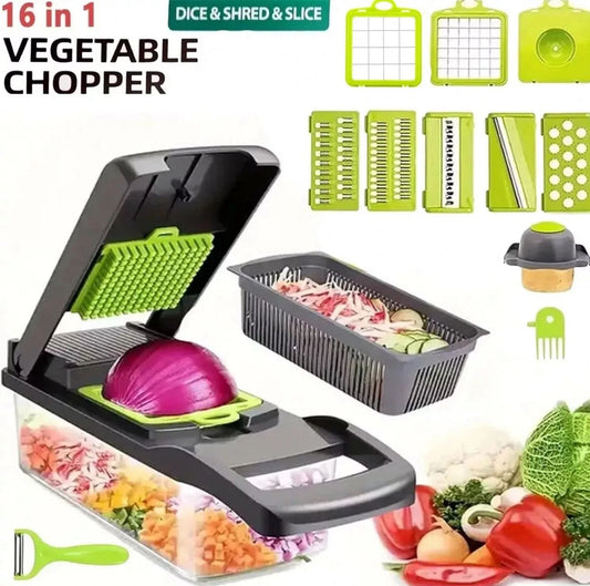 16 in 1 Vegetable Chopper Fruit Salad Mandolin Slicer Food Dicer Cutter Peeler