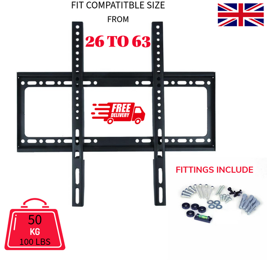 TV WALL BRACKET MOUNT SLIM FOR 26 30 32 40 42 50 63 INCH FLAT 3D LCD LED PLASMA