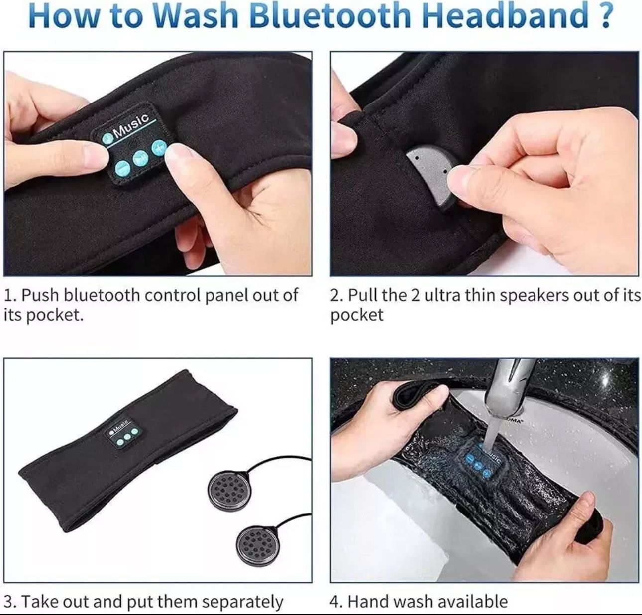 UK Wireless Bluetooth Headband Sleeping Eye Mask HEADPHONES Headset Music Sports