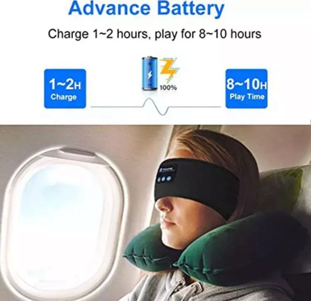 UK Wireless Bluetooth Headband Sleeping Eye Mask HEADPHONES Headset Music Sports