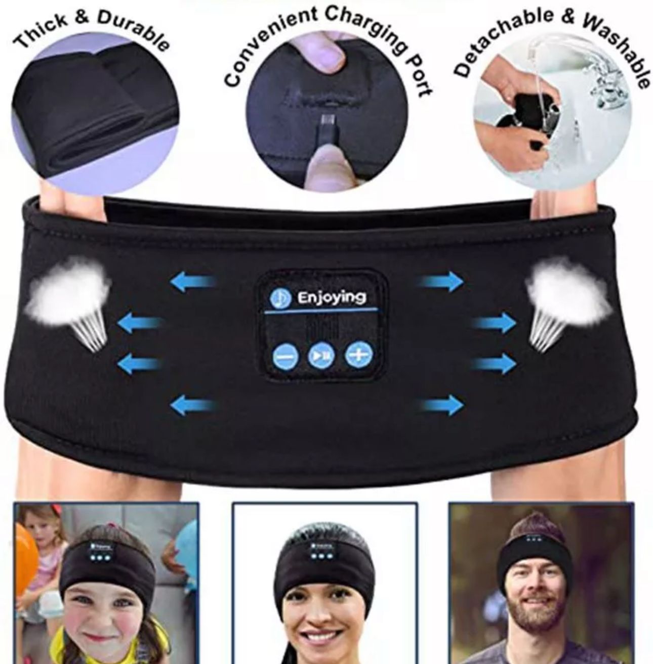 UK Wireless Bluetooth Headband Sleeping Eye Mask HEADPHONES Headset Music Sports